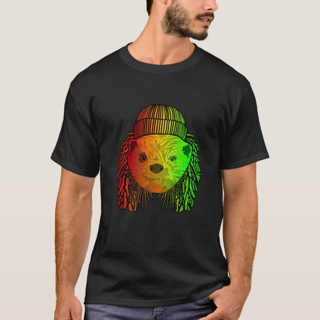 T-shirt Reggae Cool Otter Dreads Dreadlocks Otter Rasta (Devant)
