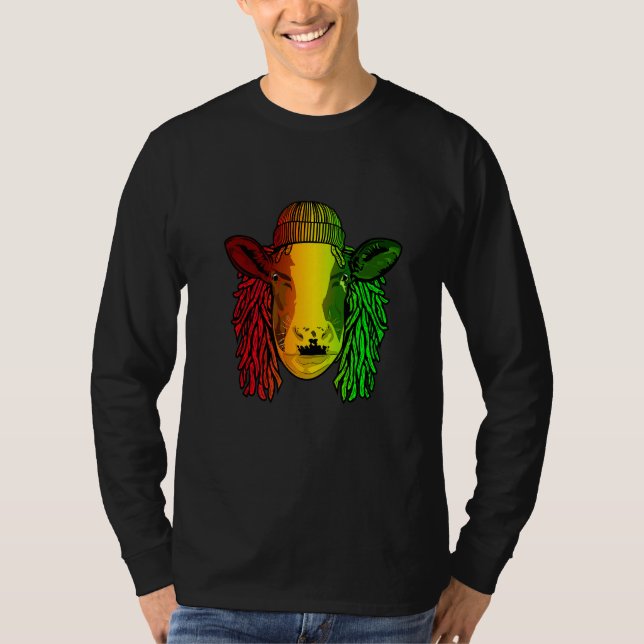 T-shirt Reggae Cool Vache Dreads Dreadlocks Ox Rasta (Devant)