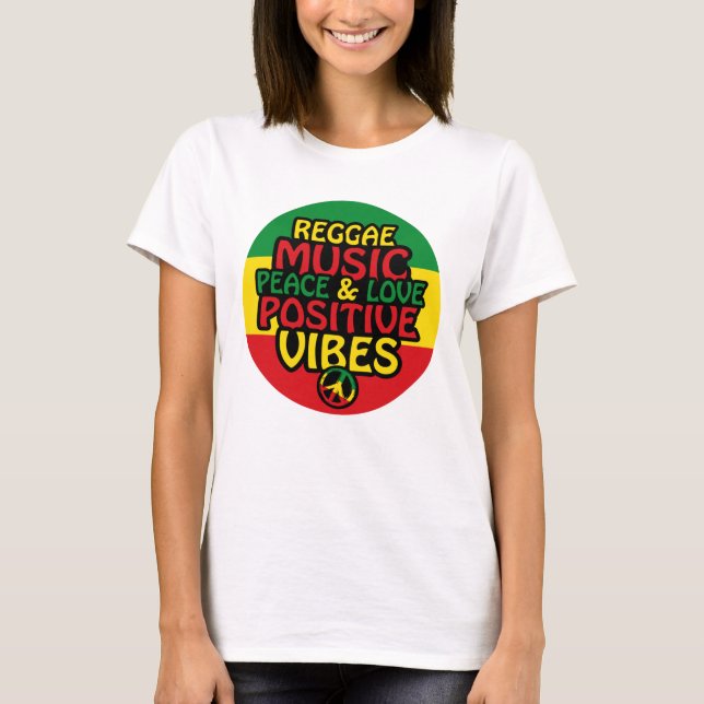 T-shirt Reggae design with positive quotes and reggae flag (Devant)