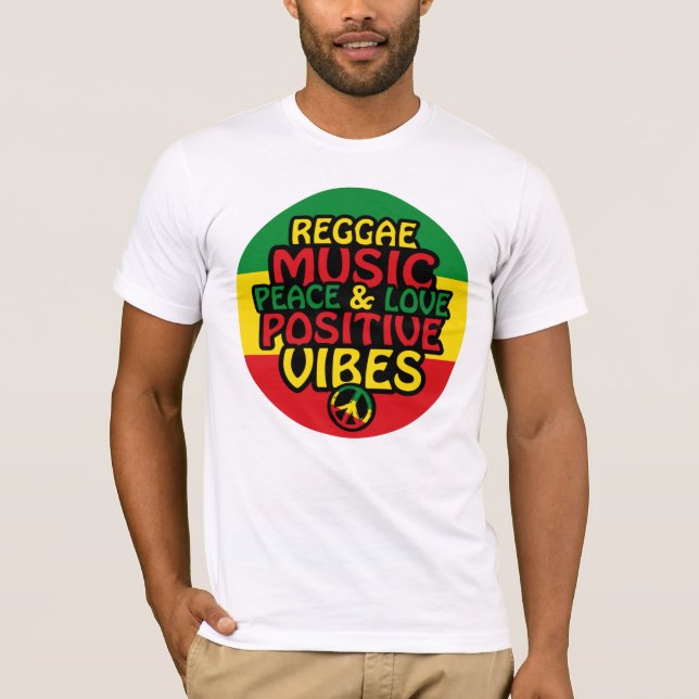 T-shirt Reggae design with positive quotes and reggae flag (Devant)