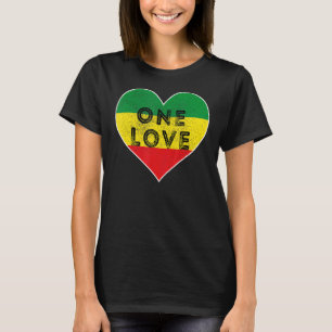 T-shirt Reggae Heart One Love Rasta Reggae Music Rastafari