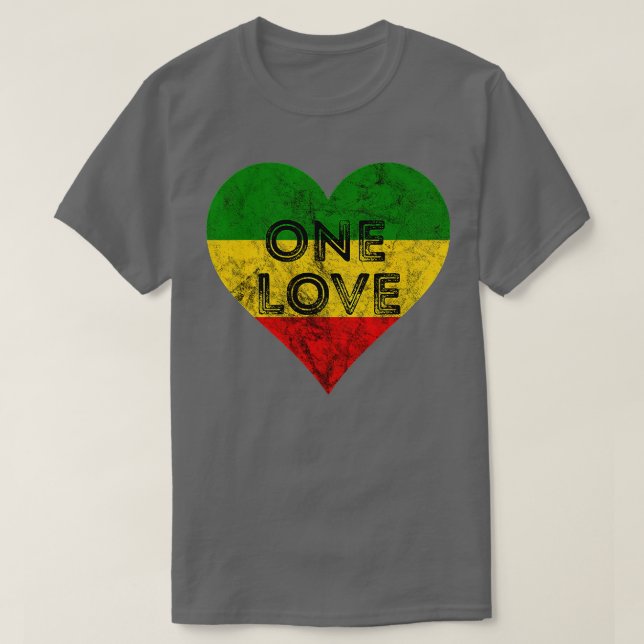 T-shirt Reggae Heart One Love Rasta Reggae Music Rastafari (Design devant)