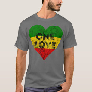 T-shirt Reggae Heart One Love Rasta Reggae Music Rastafari