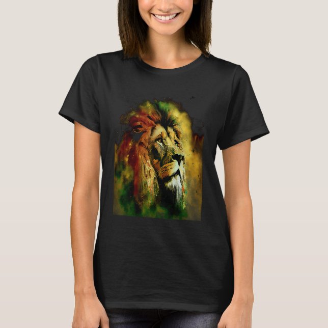 T-shirt Reggae Lion Rastafari Music Freedom Zion Jamaica (Devant)