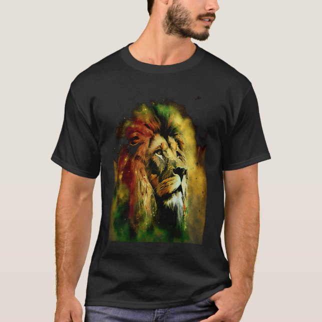 T-shirt Reggae Lion Rastafari Music Freedom Zion Jamaica (Devant)
