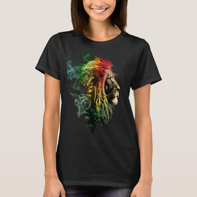 T-shirt Reggae Lion Rastafari Music Freedom Zion Jamaïque (Devant)