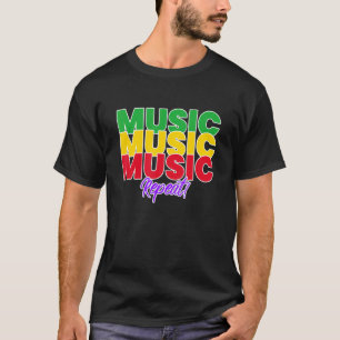 T-shirt Réggae musique vert jaune rouge répétition