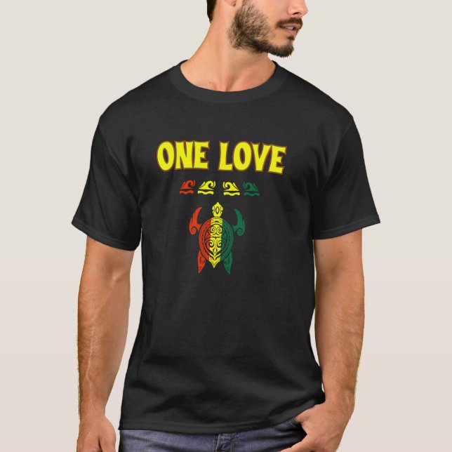 T-shirt Reggae One Love Hawaiian Sea Turtle For Island (Devant)