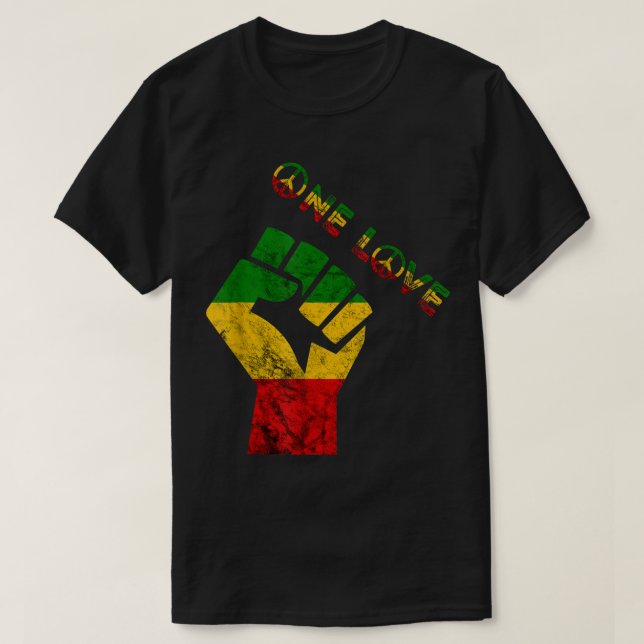 T-shirt Reggae Poing Rasta Reggae Musique One Love Jamaica (Design devant)