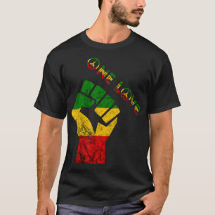 T-shirt Reggae Poing Rasta Reggae Musique One Love Jamaica