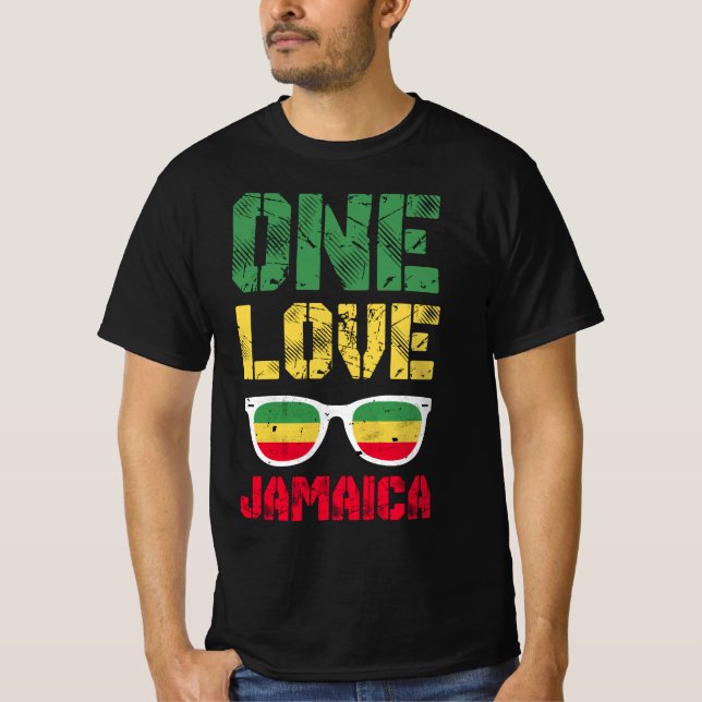 T-shirt Reggae Retro Rastafari Rasta Citation One Love  (Devant)