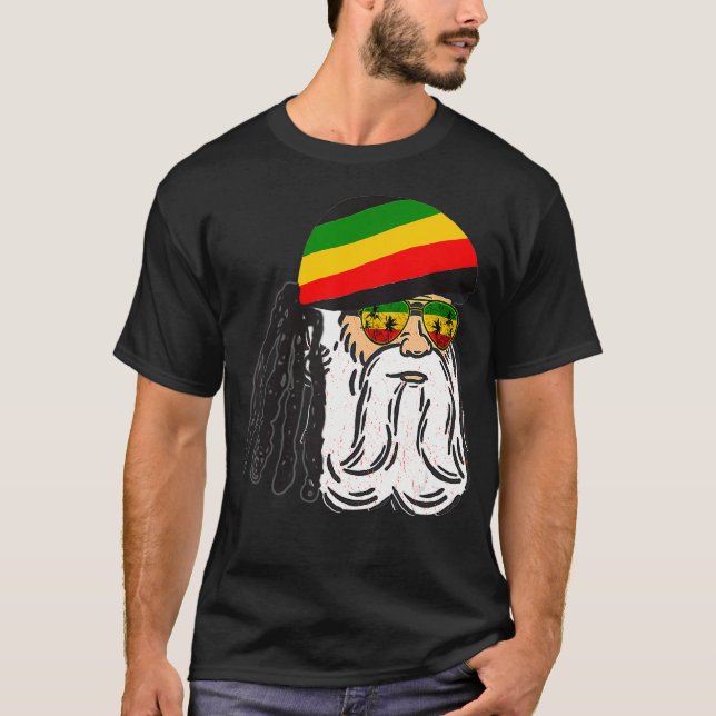T-shirt Reggae Xmas Père Noël Rasta Christmas Rasta Rastaf (Devant)