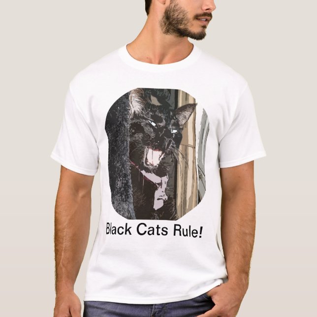 T-shirt Règle de chats noirs ! (Devant)