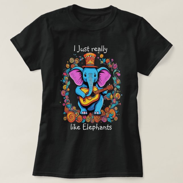 T-shirt Règle de l'éléphonie J'aime vraiment les éléphants (Design devant)