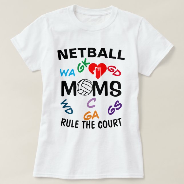 T-shirt Règle des masques de Netball des positions personn (Design devant)