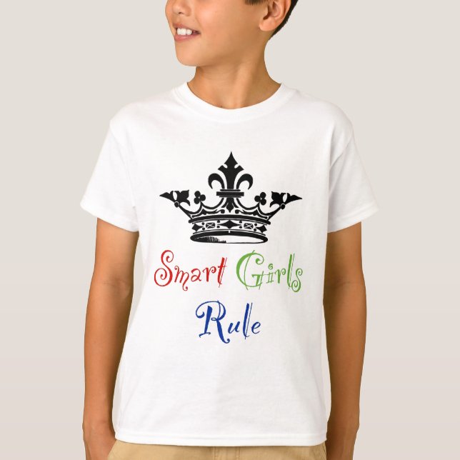 T-shirt Règle futée de filles… avec la couronne (Devant)