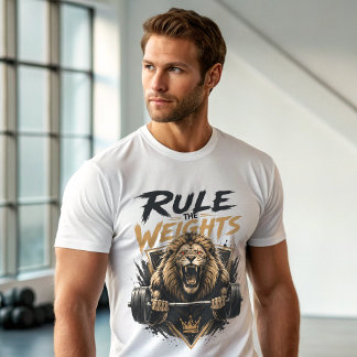 T-shirt Régle Les Poids De La Salle De Sport Fitness Lion