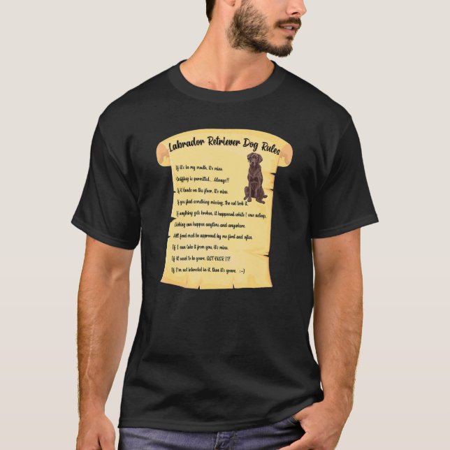 T-shirt Règles de chien Retriever Labrador Chocolat Propri (Devant)