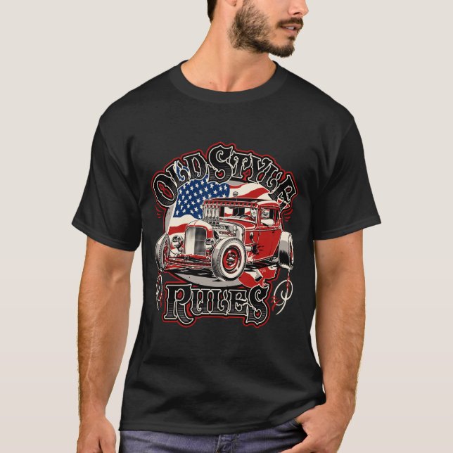 T-shirt Règles de style ancien - Rouge - 1930 Rat Rod Coup (Devant)