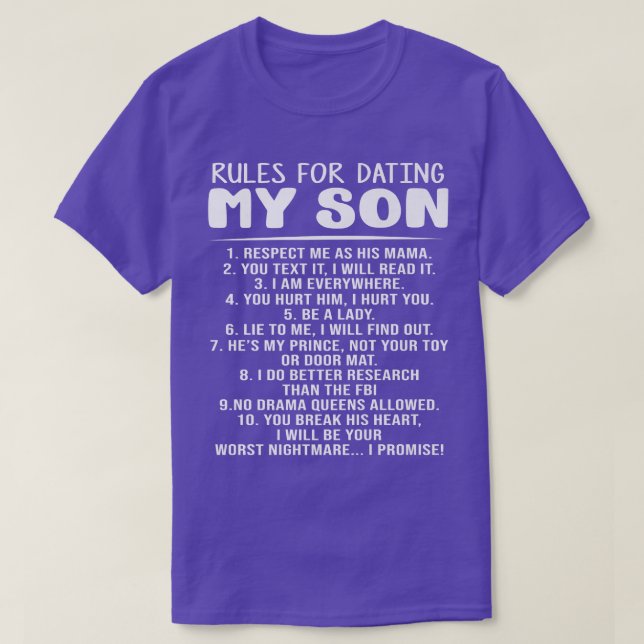 T-shirt Règles Pour Dîner Mon Fils Drôle Maman Papa (Design devant)