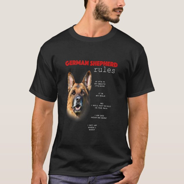 T-shirt Règles pour le propriétaire d'un berger allemand (Devant)