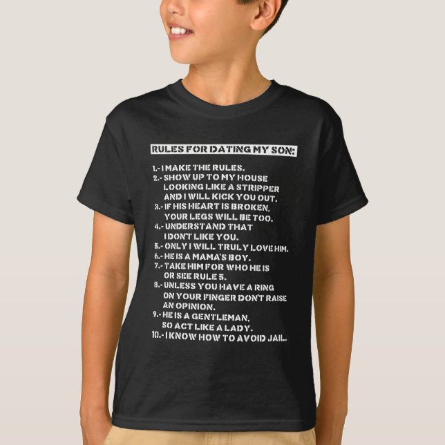 T-shirt Règles pour sortir avec mon fils (Devant)