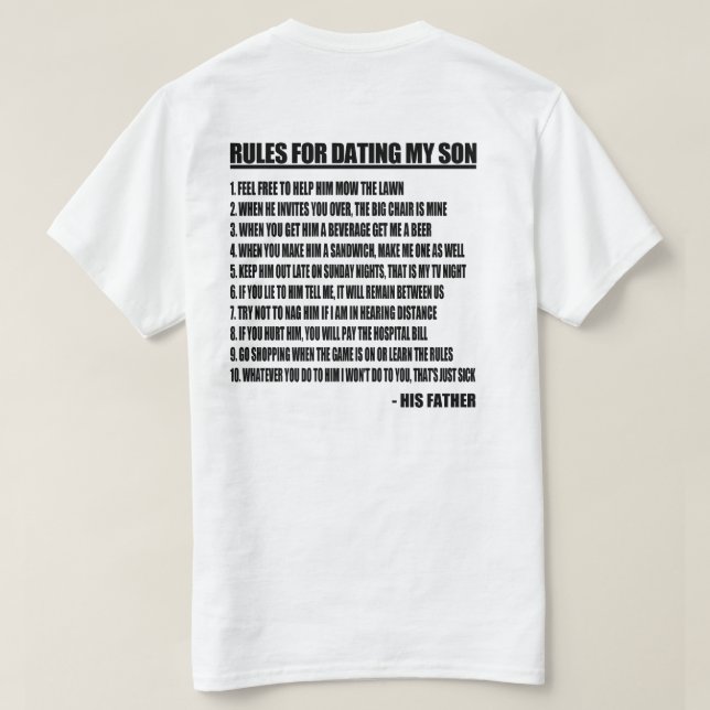 T-shirt Règles pour sortir avec mon fils (Design dos)