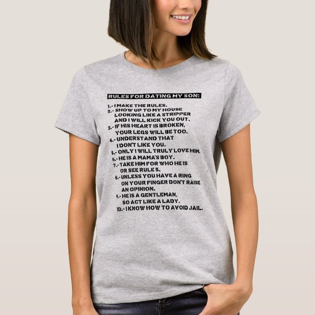 T-shirt Règles pour sortir avec mon fils (Devant)