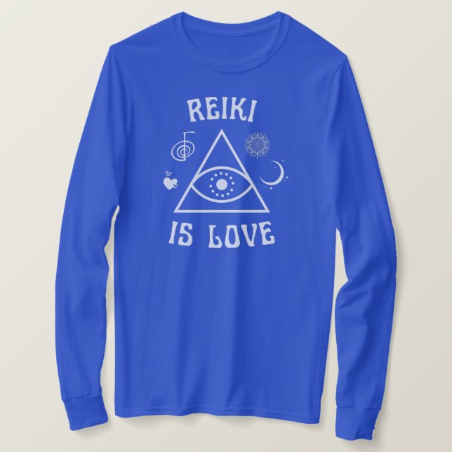 T-shirt Reiki is Love Meditation Yoga Groovy Retro Moon (Design devant)