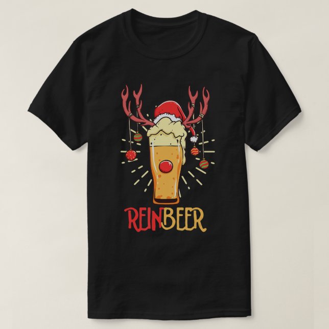T-shirt Rein Beer Reindeer Beer Lover Noël Celebr (Design devant)