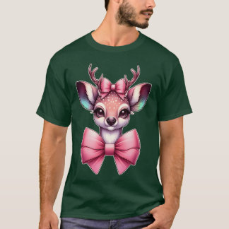 T-shirt Rein de Noël Joyeux Noël rose animal rétro