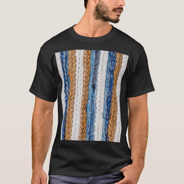 T-shirt Rein patchwork : jean recyclé tapis. (Devant)