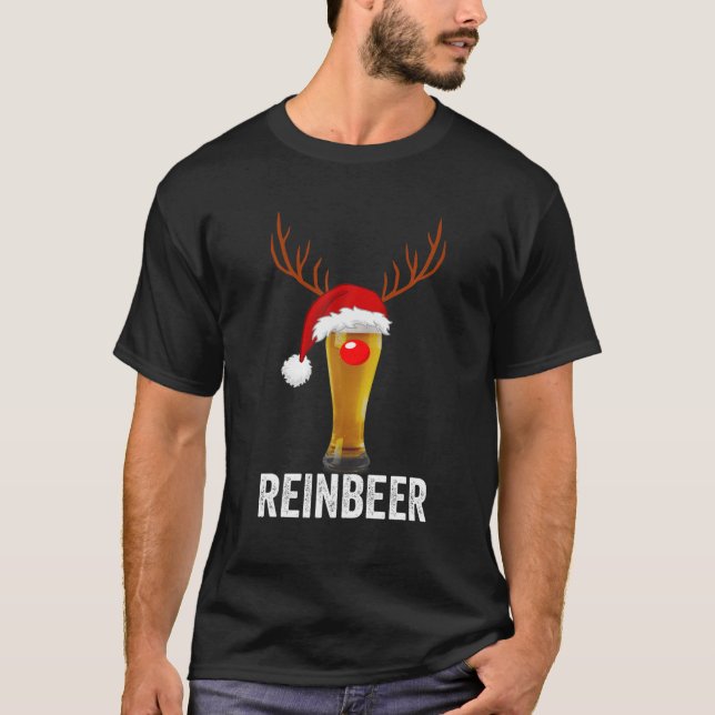 T-shirt Reinbeer Reindeer Bière Pyjama de Noël pour la biè (Devant)