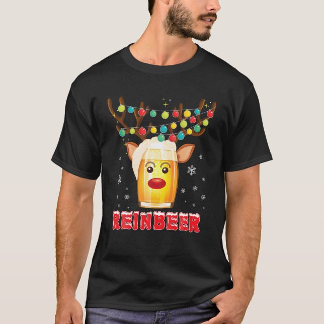 T-shirt Reinbeer Santa Claus Reindeer Bière Noël Boisson (Devant)