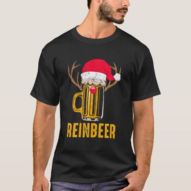 T-shirt Reinbeer Santa Claus Reindeer Boire de la bière dr (Devant)