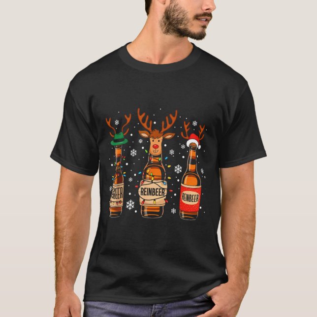 T-shirt Reinbeers Funny Reindeer Beer Christmas Drinking X (Devant)