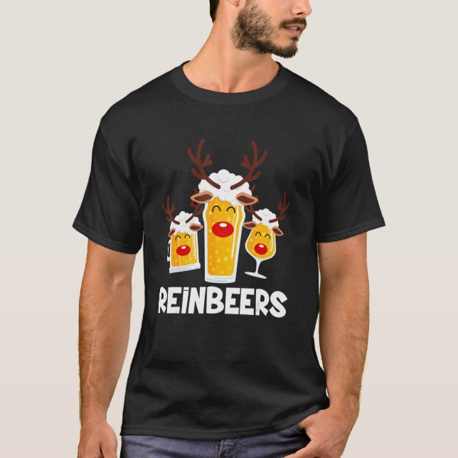 T-shirt Reinbeers Noël Pajama Reindeer Bière Noël Dri (Devant)