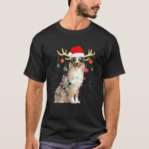T-shirt Reindeer Australian Shepherd Chien avec Noël Li