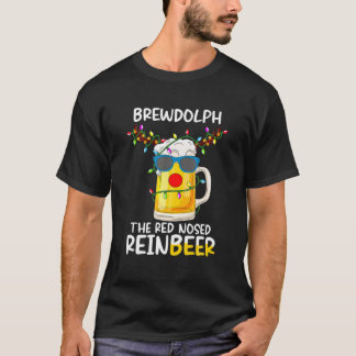 T-shirt Reindeer Beer Rudolph Brewdolph Funny Christmas Pa