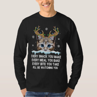 T-shirt Reindeer Cat Every Snack You Make Light Snow