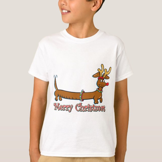 T-shirt Reindeer Christmas Doxie (Devant)