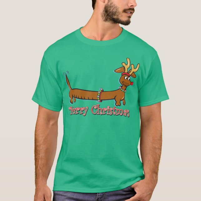 T-shirt Reindeer Christmas Doxie (Devant)