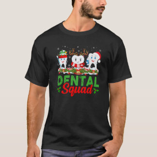 T-shirt Reindeer Elf Santa Hat Teeth Dental Squad Dentist 