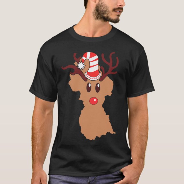 T-shirt Reindeer Head Guyana Reindeer Antlers Antlers (Devant)