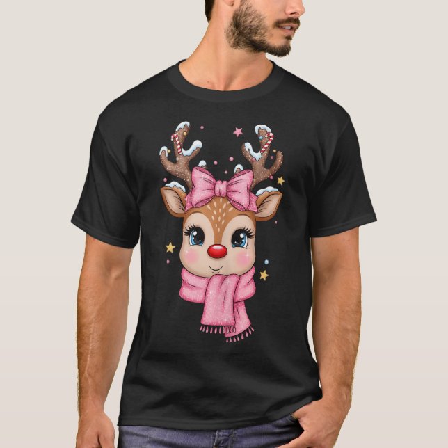 T-shirt Reindeer Merry Christmas Cute Girl Women Kids Tank (Devant)