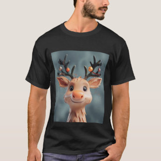T-shirt Reindeer mignon esprit de Noël avec cloches Jingle