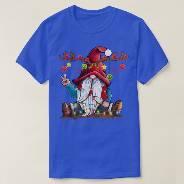T-shirt Reindeer mignonne Gnome Noël Arbre clair Pois Gnom (Design devant)
