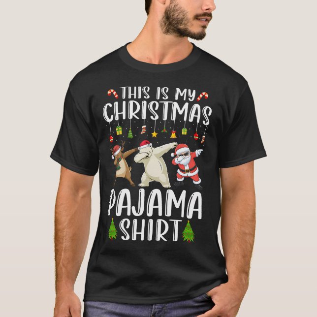 T-shirt Reindeer Polar Bear Santa Dabbing Christmas 	s (Devant)