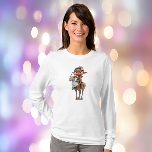 T-shirt Reindeer Rider Christmas Elf Drôle féminin (Créateur téléchargé)