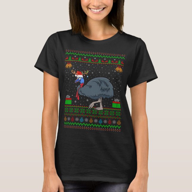 T-shirt Reindeer Santa Hat Correspondant Grosse Chrétienté (Devant)